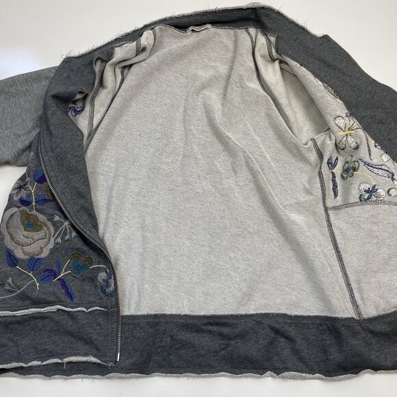Sundance Womens Embroidered Gray Zip-Up Jacket Bomber Size S/M - Picture 9 of 9